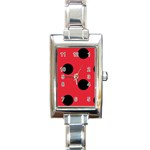 Polka Dots - Black on Alizarin Red Rectangle Italian Charm Watch