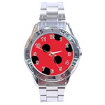 Polka Dots - Black on Alizarin Red Stainless Steel Analogue Watch