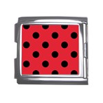 Polka Dots - Black on Alizarin Red Mega Link Italian Charm (18mm)