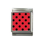 Polka Dots - Black on Alizarin Red Italian Charm (13mm)