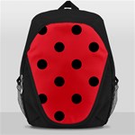 Polka Dots - Black on Alizarin Red Backpack Bag