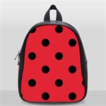 Polka Dots - Black on Alizarin Red School Bag (Small)