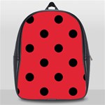 Polka Dots - Black on Alizarin Red School Bag (Large)