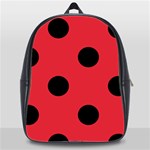 Polka Dots - Black on Alizarin Red School Bag (XL)