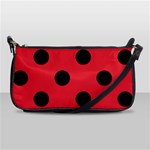 Polka Dots - Black on Alizarin Red Shoulder Clutch Bag