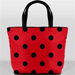 Polka Dots - Black on Alizarin Red Bucket Bag