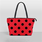 Polka Dots - Black on Alizarin Red Classic Shoulder Handbag (One Side)