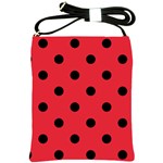 Polka Dots - Black on Alizarin Red Shoulder Sling Bag