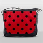 Polka Dots - Black on Alizarin Red Messenger Bag