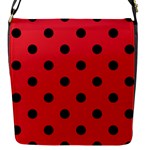 Polka Dots - Black on Alizarin Red Flap Closure Messenger Bag (S)