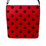 Polka Dots - Black on Alizarin Red Flap Closure Messenger Bag (L)