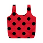 Polka Dots - Black on Alizarin Red Full Print Recycle Bag (M)