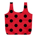 Polka Dots - Black on Alizarin Red Full Print Recycle Bag (L)