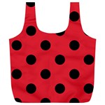 Polka Dots - Black on Alizarin Red Full Print Recycle Bag (XL)