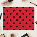 Polka Dots - Black on Alizarin Red Cosmetic Bag (XL)