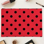 Polka Dots - Black on Alizarin Red Cosmetic Bag (XXL)