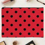 Polka Dots - Black on Alizarin Red Cosmetic Bag (XXXL)