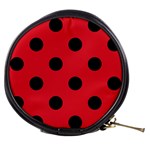 Polka Dots - Black on Alizarin Red Mini Makeup Bag