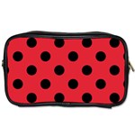 Polka Dots - Black on Alizarin Red Toiletries Bag (Two Sides)