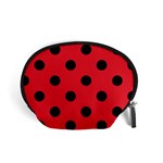 Polka Dots - Black on Alizarin Red Accessory Pouch (Small)