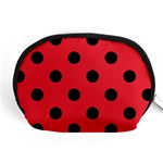 Polka Dots - Black on Alizarin Red Accessory Pouch (Medium)