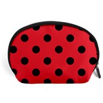 Polka Dots - Black on Alizarin Red Accessory Pouch (Large)