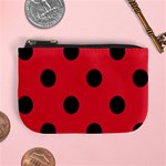 Polka Dots - Black on Alizarin Red Mini Coin Purse