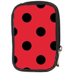 Polka Dots - Black on Alizarin Red Compact Camera Leather Case