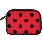 Polka Dots - Black on Alizarin Red Digital Camera Leather Case