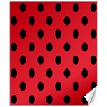 Polka Dots - Black on Alizarin Red Canvas 8  x 10 