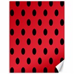 Polka Dots - Black on Alizarin Red Canvas 12  x 16 