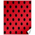 Polka Dots - Black on Alizarin Red Canvas 16  x 20 