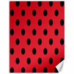 Polka Dots - Black on Alizarin Red Canvas 18  x 24 