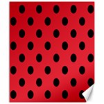 Polka Dots - Black on Alizarin Red Canvas 20  x 24 