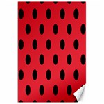 Polka Dots - Black on Alizarin Red Canvas 20  x 30 