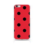 Polka Dots - Black on Alizarin Red Apple iPhone 6/6S Silicone Case (Transparent)