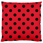 Polka Dots - Black on Alizarin Red Large Cushion Case (One Side)