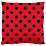 Polka Dots - Black on Alizarin Red Standard Flano Cushion Case (One Side)