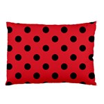 Polka Dots - Black on Alizarin Red Pillow Case (One Side)