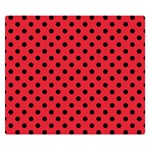 Polka Dots - Black on Alizarin Red Double Sided Flano Blanket (Small)