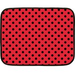 Polka Dots - Black on Alizarin Red Fleece Blanket (Mini)