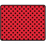 Polka Dots - Black on Alizarin Red Fleece Blanket (Medium) (One Side)