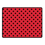 Polka Dots - Black on Alizarin Red Fleece Blanket (Small) (One Side)