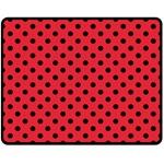 Polka Dots - Black on Alizarin Red Double Sided Fleece Blanket (Medium) (Two Sides)