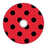 Polka Dots - Black on Alizarin Red CD Wall Clock