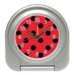 Polka Dots - Black on Alizarin Red Desk Alarm Clock