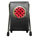 Polka Dots - Black on Alizarin Red Pen Holder Desk Clock