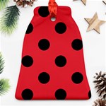 Polka Dots - Black on Alizarin Red Ornament (Bell)