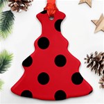 Polka Dots - Black on Alizarin Red Ornament (Christmas Tree)