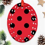 Polka Dots - Black on Alizarin Red Ornament (Bell) Ornament (Oval Filigree)